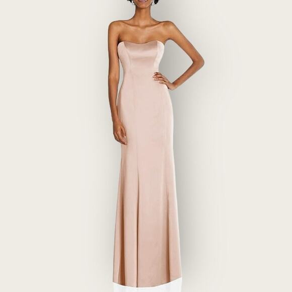 NWT | After Six | Lux Charmeuse Strapless Mermaid Dress | Cameo | Size 0R - Picture 1 of 12